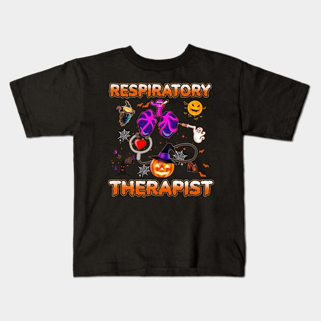 Respiratory Therapist Halloween Zombie Costume Scary Pumpkin Kids T-Shirt by Sky full of art